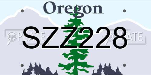 SZZ228 Oregon License Plate