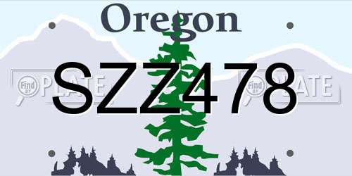 SZZ478 Oregon License Plate