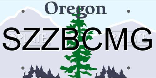 SZZBCMG Oregon License Plate