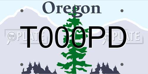 T000PD Oregon License Plate