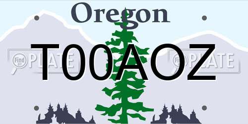 T00AOZ Oregon License Plate