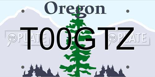 T00GTZ Oregon License Plate