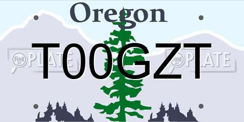 T00GZT Oregon License Plate