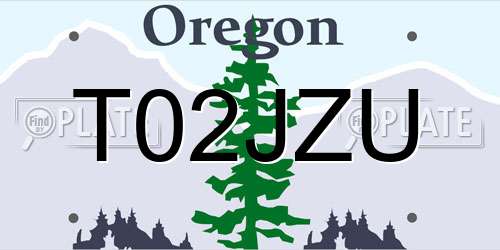 T02JZU Oregon License Plate
