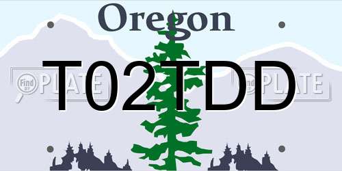 T02TDD Oregon License Plate