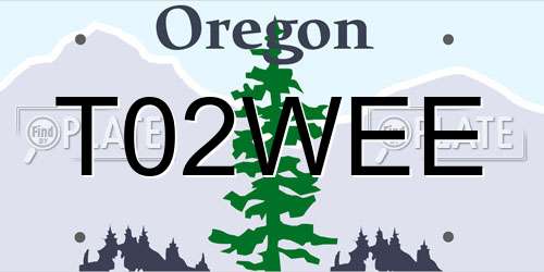 T02WEE Oregon License Plate