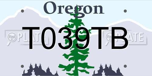 T039TB Oregon License Plate