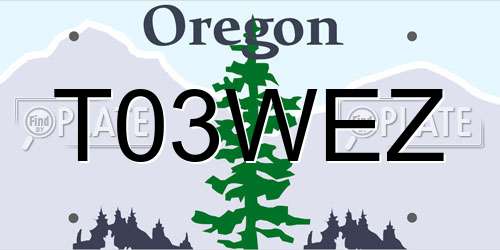 T03WEZ Oregon License Plate