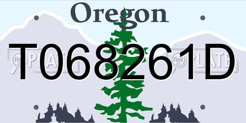 T068261D Oregon License Plate