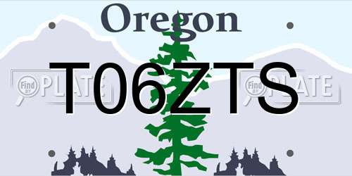 T06ZTS Oregon License Plate