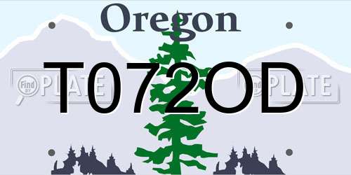T072OD Oregon License Plate