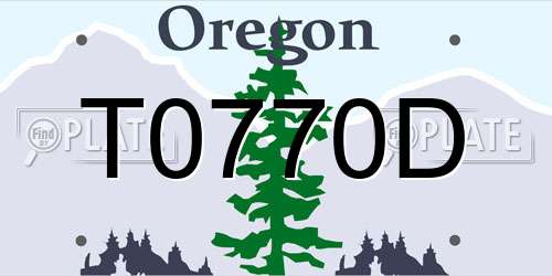 T0770D Oregon License Plate