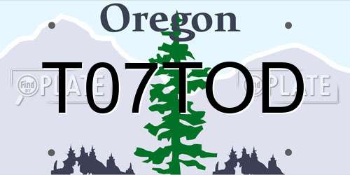 T07TOD Oregon License Plate