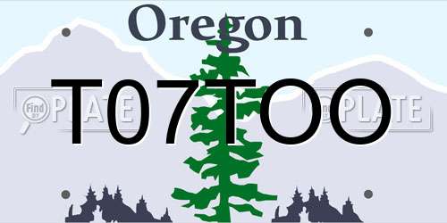 T07TOO Oregon License Plate