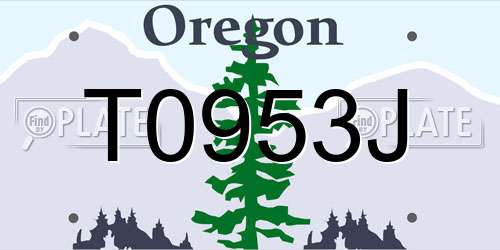 T0953J Oregon License Plate