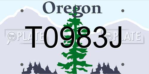 T0983J Oregon License Plate