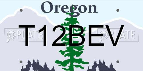 T12BEV Oregon License Plate