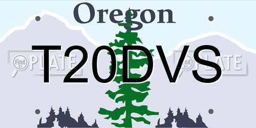 T20DVS Oregon License Plate