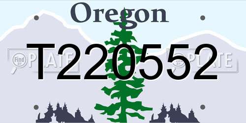 T220552 Oregon License Plate