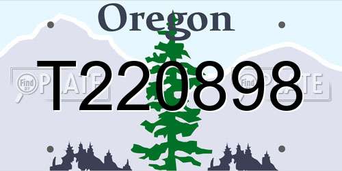 T220898 Oregon License Plate