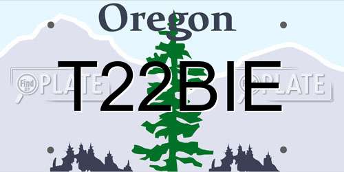 T22BIE Oregon License Plate