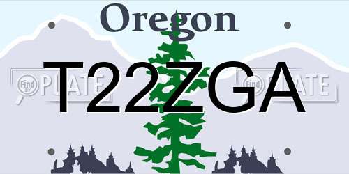T22ZGA Oregon License Plate