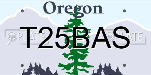 T25BAS Oregon License Plate