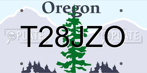 T28JZO Oregon License Plate