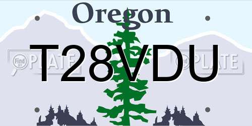 T28VDU Oregon License Plate