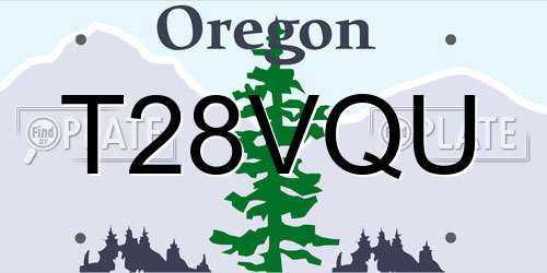 T28VQU Oregon License Plate