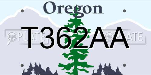 T362AA Oregon License Plate