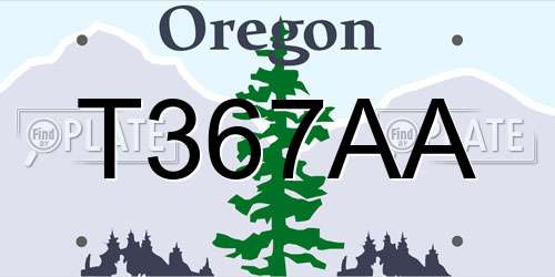 T367AA Oregon License Plate