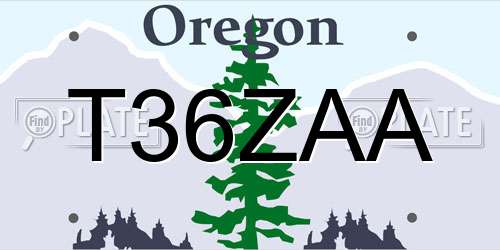 T36ZAA Oregon License Plate