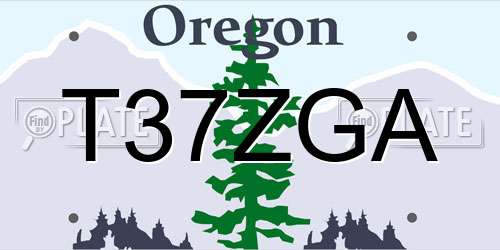 T37ZGA Oregon License Plate