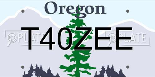 T40ZEE Oregon License Plate