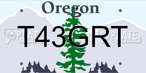 T43GRT Oregon License Plate