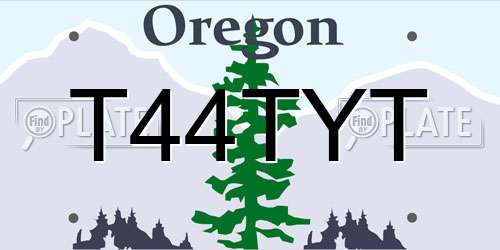 T44TYT Oregon License Plate