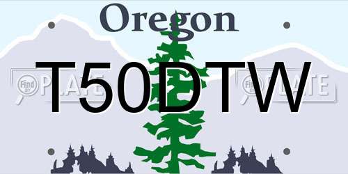 T50DTW Oregon License Plate
