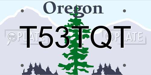 T53TQT Oregon License Plate