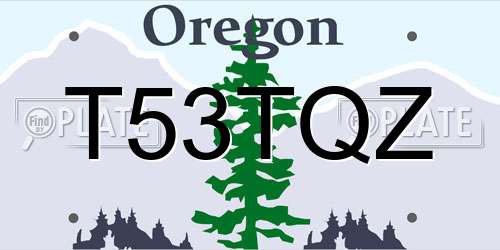 T53TQZ Oregon License Plate