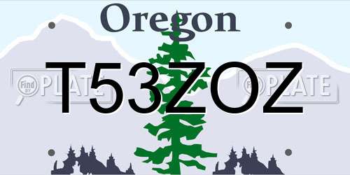 T53ZOZ Oregon License Plate