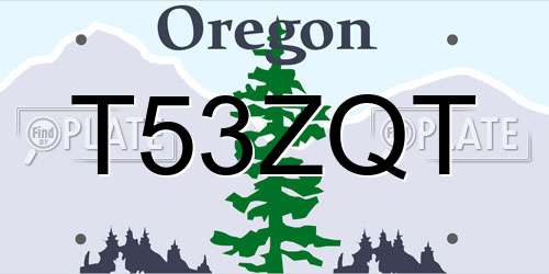 T53ZQT Oregon License Plate