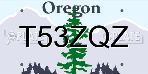 T53ZQZ Oregon License Plate