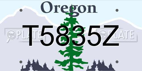 T5835Z Oregon License Plate