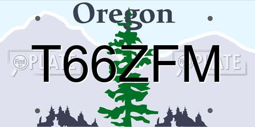 T66ZFM Oregon License Plate