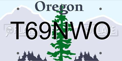 T69NWO Oregon License Plate