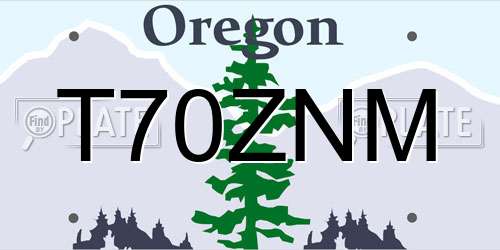 T70ZNM Oregon License Plate