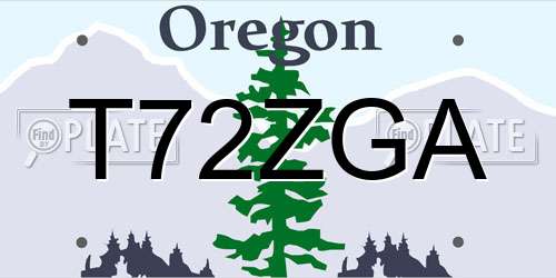 T72ZGA Oregon License Plate