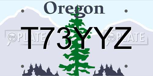 T73YYZ Oregon License Plate