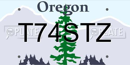 T74STZ Oregon License Plate